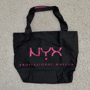 Large NYX black tote bag with pink sequin logo